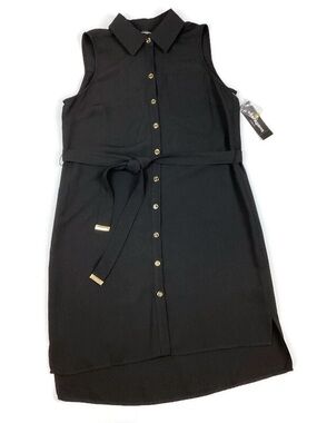 Sharagano Black Sleeveless Button Front Shirt dress Size 10 NEW! Retail $109